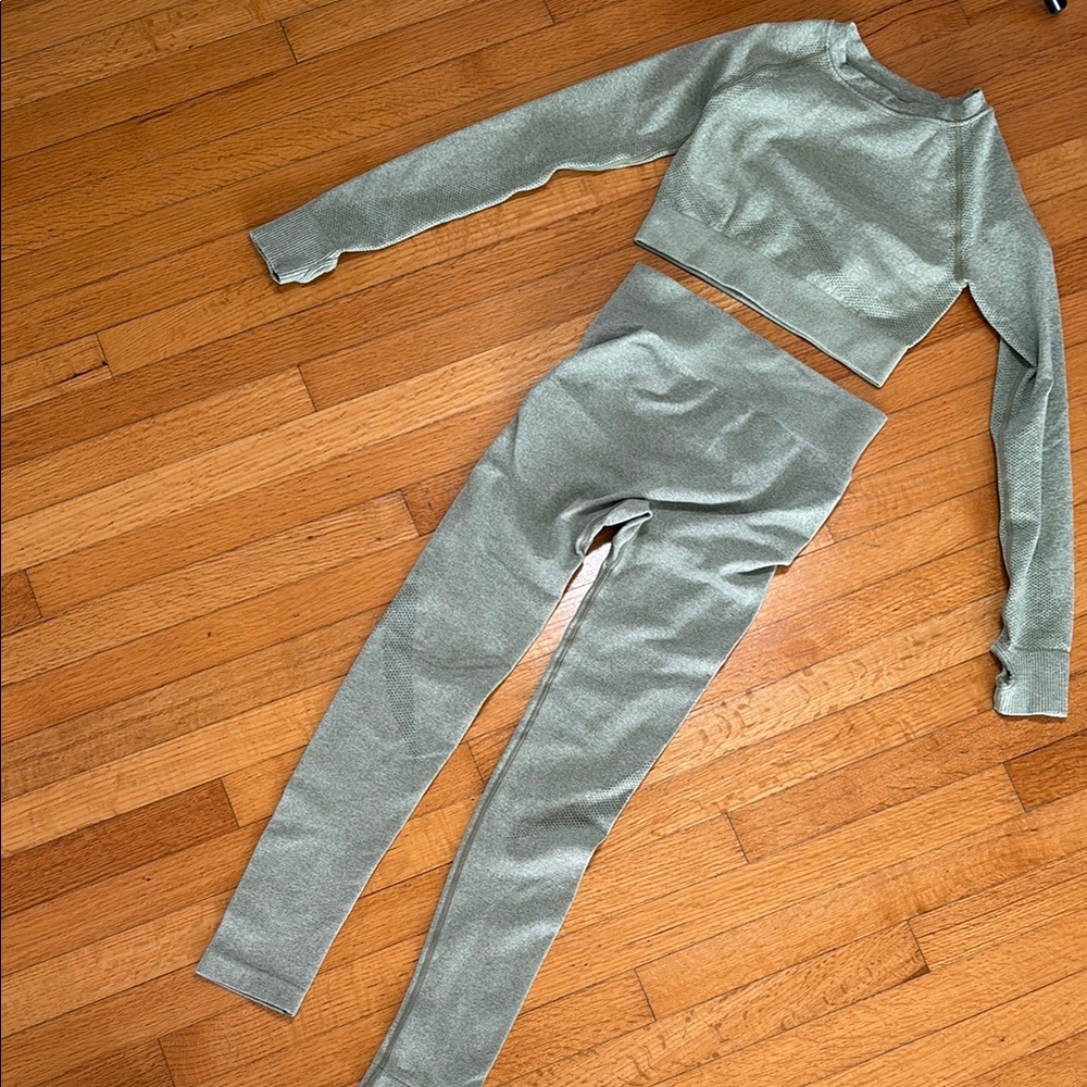 Chic Sage Green Crop Top and Leggings Set